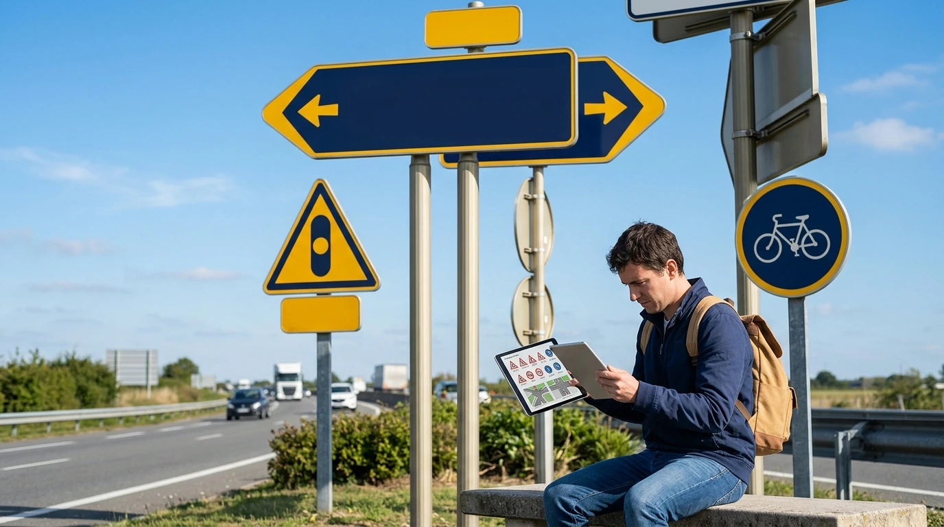 Révision du code de la route sur des panneaux de signalisation