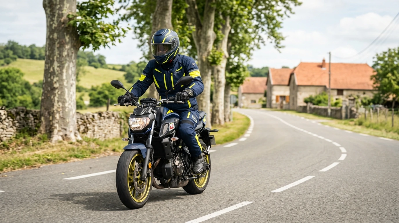 Motard sur un roadster accessible au permis A2