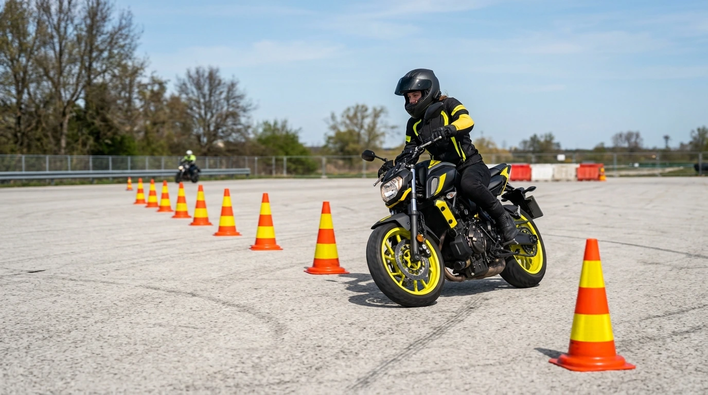 Épreuve du plateau à l'examen du permis moto