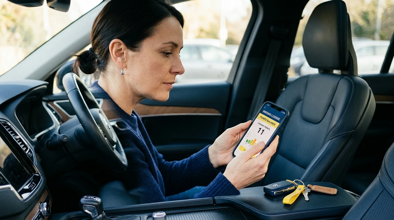 Conducteur consultant son solde de points de permis