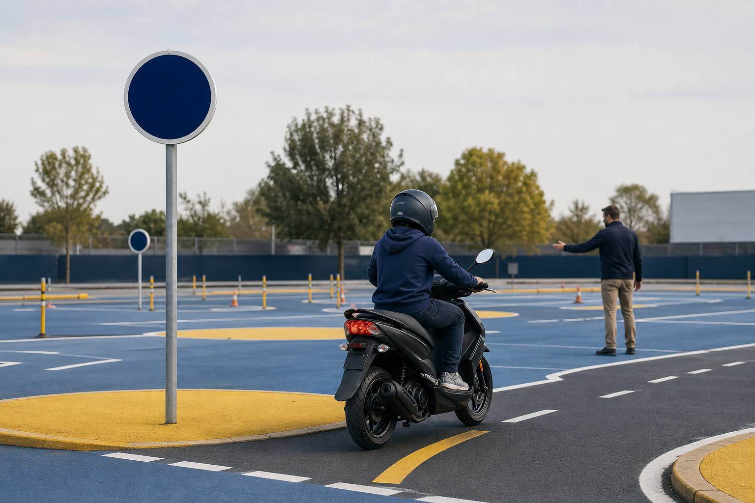 Formation pratique du permis AM BSR pour adolescents avec moniteur sur cyclomoteur