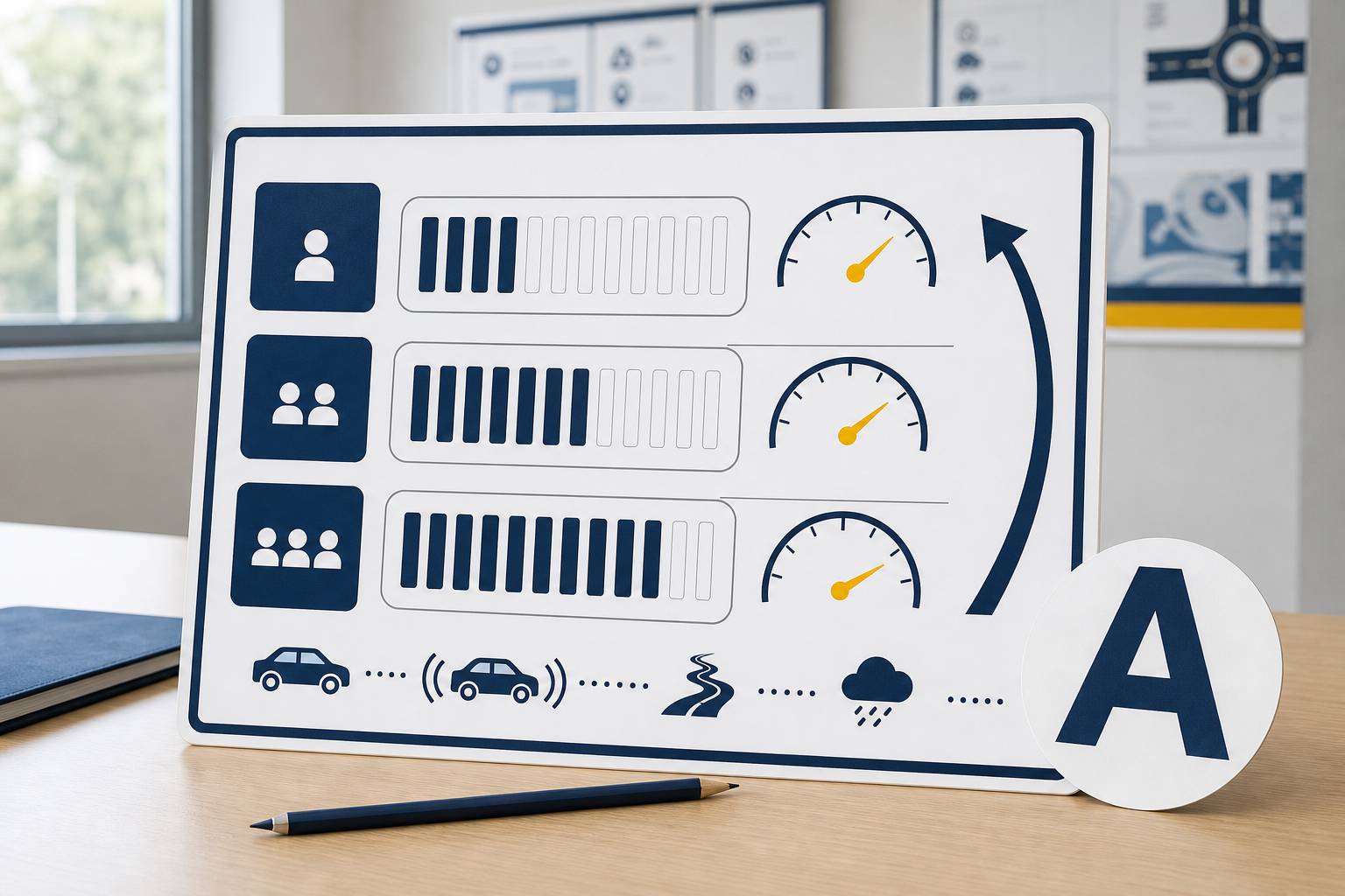 Règles du permis probatoire avec capital de points et disque A autocollant pour les jeunes conducteurs