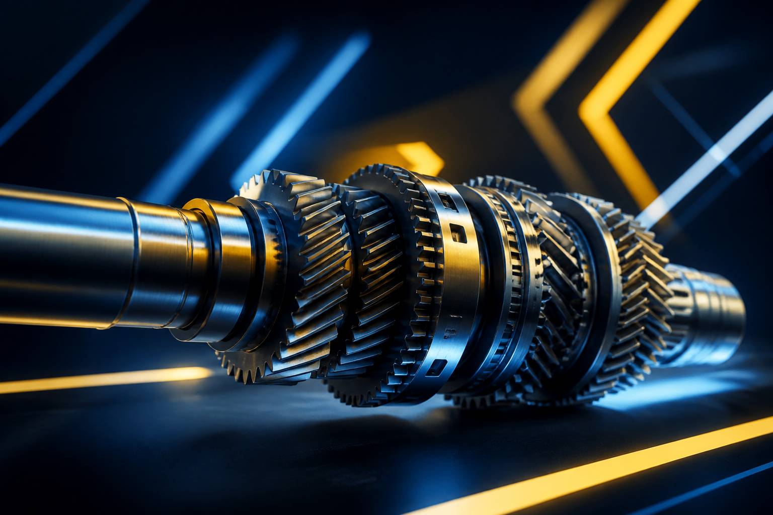 Détail mécanique d'une transmission séquentielle avec engrenages