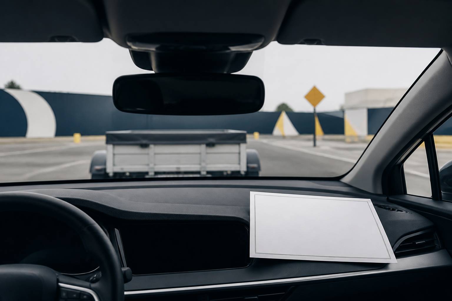 Volant de voiture avec document de formation permis remorque