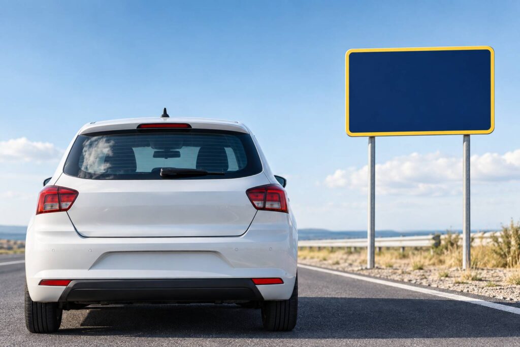 Arrière de voiture avec lunette arrière nette, essuie-glace et feu stop