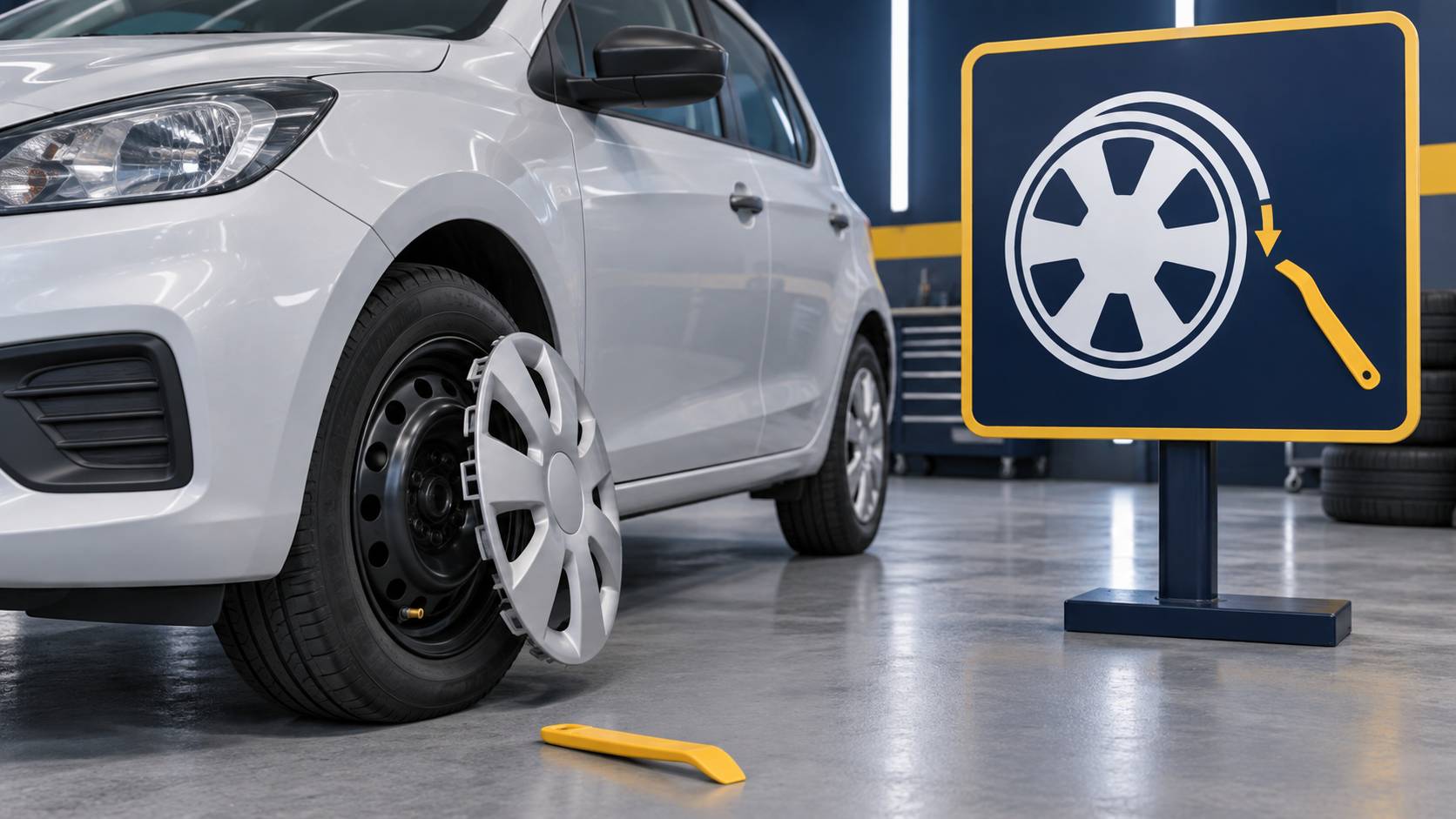 Illustration éditoriale du sujet : Guide pratique : Comment retirer facilement un enjoliveur de roue de voiture