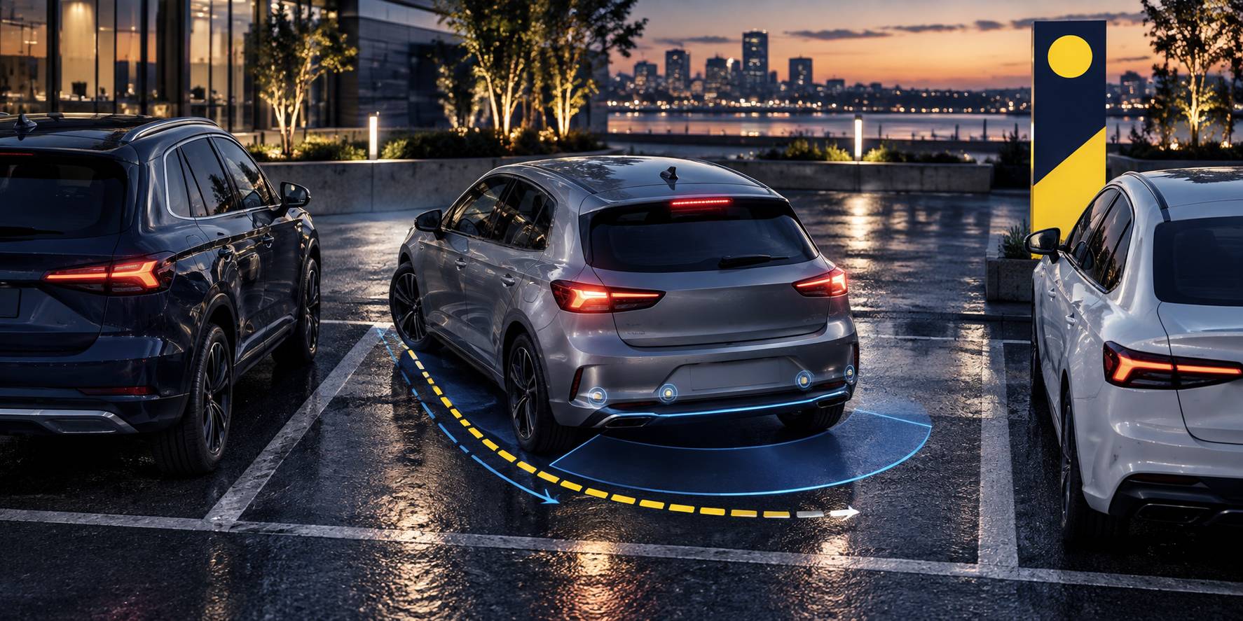 Illustration éditoriale du sujet : Le Park Assist : révolutionnez vos stationnements grâce à l'assistance automatique