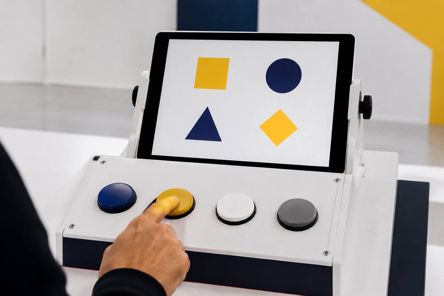 Boîtier de réaction à boutons et tablette de formes géométriques pour le test psychotechnique du permis